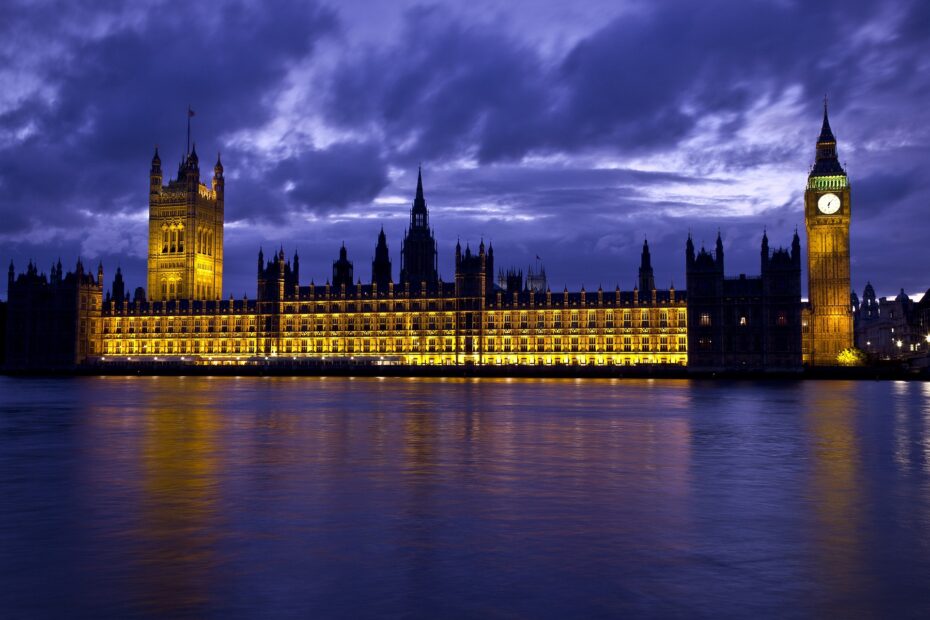 UK Parliament buildings.